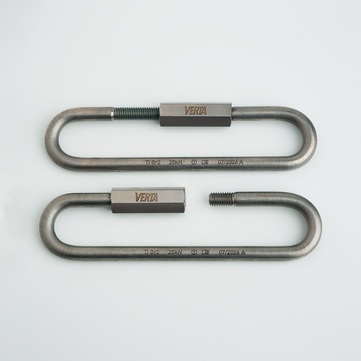 Titanium quick link with the screw gate opened